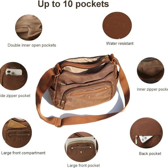 Women Crossbody Bag Shoulder Handbag Multiple Pockets Bag Ladies Messenger Bag P - Picture 3 of 7